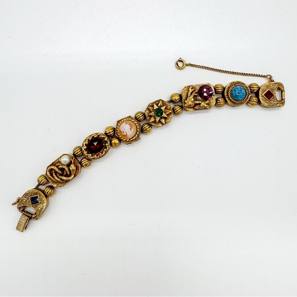 Vintage Gold Multicolor Charm Bracelet